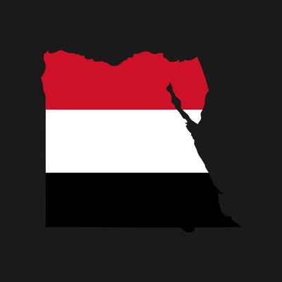 Egypt map silhouette with flag on black background