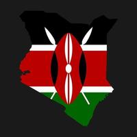 Kenya map silhouette with flag on black background vector