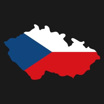 Czech Republic map silhouette with flag on black background