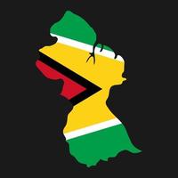 Guyana map silhouette with flag on black background vector