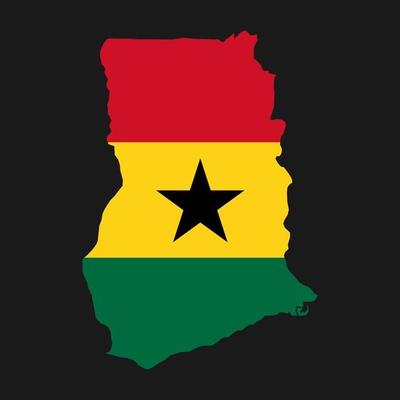 Ghana map silhouette with flag on black background