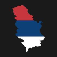 Serbia mapa silueta con bandera sobre fondo negro vector