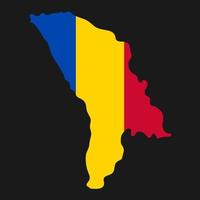 Moldova map silhouette with flag on black background vector