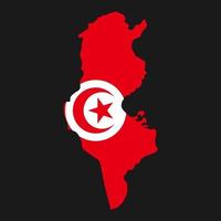 Tunisia map silhouette with flag on black background vector