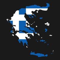 Grecia mapa silueta con bandera sobre fondo negro vector