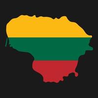 Lithuania map silhouette with flag on black background vector