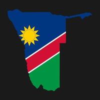 Namibia map silhouette with flag on black background vector