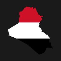 Silueta de mapa de Irak con bandera sobre fondo negro vector