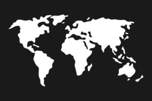 Simple world map in flat style isolated on black background. vector