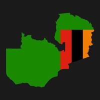 Zambia map silhouette with flag on black background vector