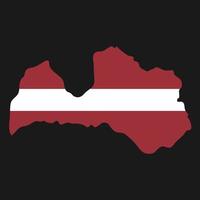 Latvia map silhouette with flag on black background vector