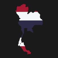 Thailand map silhouette with flag on black background