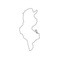 Vector Illustration of the Map of Tunisia on White Background