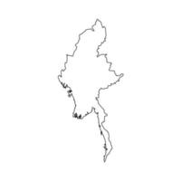 Vector Illustration of the Map of Myanmar on White Background