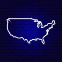 White Neon silhouette map of United States of America vector