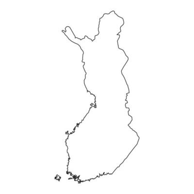 Map of Finland. Silhouette isolated on white background.