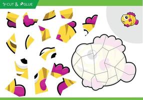 paper craft jigsaw puzzle education game for kids fish theme vector