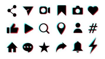Social media modern buttons web application. Set of duotone icons vector