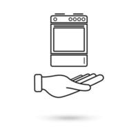 Hand holding Stove oven icon, vector gas stove.