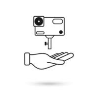 Hand holding a photographic camera icon vector