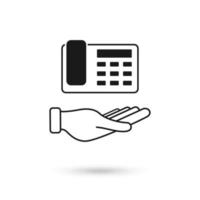 Hand hold Home Telephone icon vector