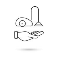 Hand holding Vacuum cleaner icon. vector