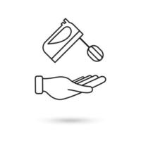 Hand holding Hand mixer icon in flat style design isolated vector