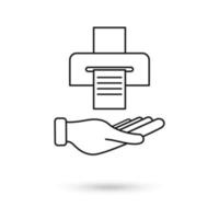 Asimiento de la mano icono de impresora ilustración vectorial, diseño plano vector