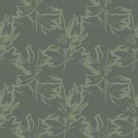 Green Floral Brush strokes Seamless Pattern Background vector