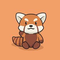 Cute red panda waving hand illustration vector