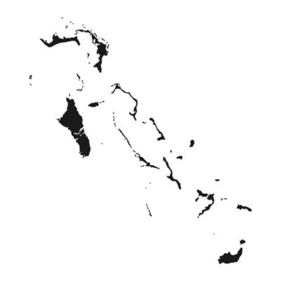 High detailed black vector map Bahamas