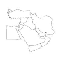 Vector Illustration of the Map of Middle East on White Background