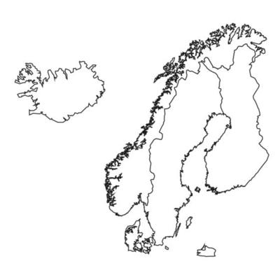 Vector Illustration of the Map of Scandinavia on White Background