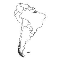 Silhouette Map of South America. vector