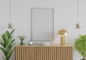 Picture frames with plant pots adorn the living room. photo