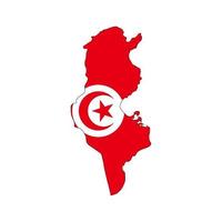 Tunisia map silhouette with flag on white background vector