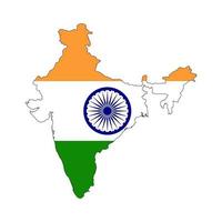 India mapa silueta con bandera sobre fondo blanco. vector