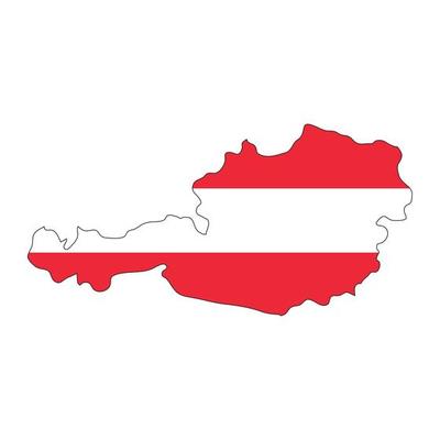 Austria map silhouette with flag on white background