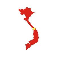 Vietnam mapa silueta con bandera sobre fondo blanco. vector