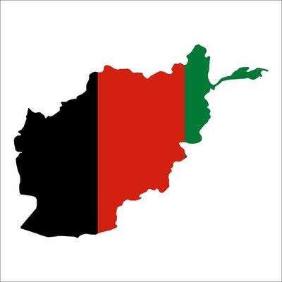 Afghanistan map silhouette with flag on white background