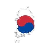 Corea del Sur mapa silueta con bandera sobre fondo blanco. vector