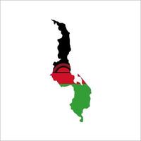 Malawi map silhouette with flag on white background vector