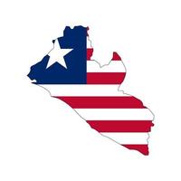 Liberia map silhouette with flag on white background vector