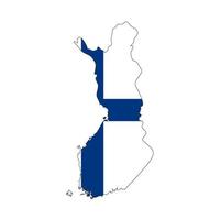 Finlandia mapa silueta con bandera sobre fondo blanco. vector