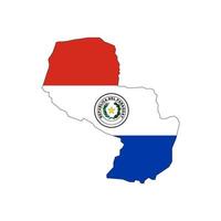 Paraguay map silhouette with flag on white background vector