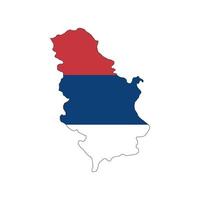 Serbia mapa silueta con bandera sobre fondo blanco. vector