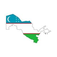 Uzbekistán mapa silueta con bandera sobre fondo blanco. vector