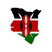 Kenya map silhouette with flag on white background vector