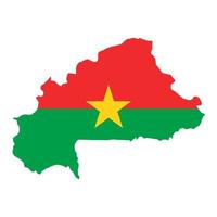 Burkina Faso mapa silueta con bandera sobre fondo blanco. vector