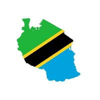 Tanzania mapa silueta con bandera sobre fondo blanco. vector